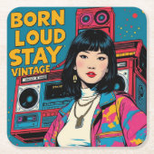 Geboren Loud Bleibe Vintag Rechteckiger Pappuntersetzer (Vorderseite)