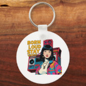 Geboren Loud Bleibe Vintag Schlüsselanhänger (Rückseite)