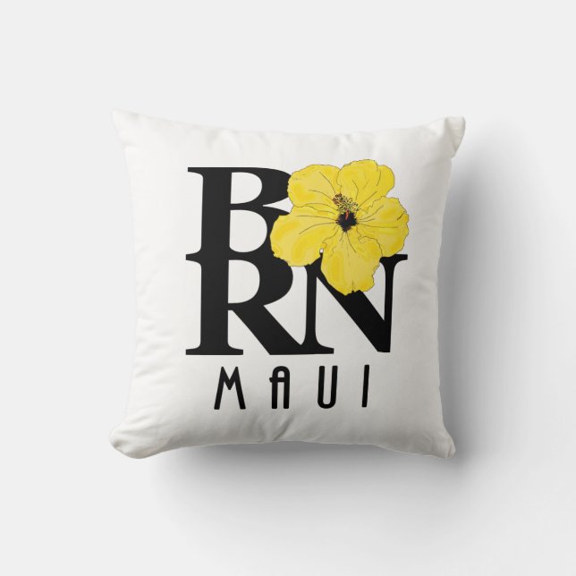 GEBOREN Maui Yellow Hibiskus Kissen (Vorderseite)