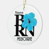 GEBOREN Melbourne Blue Hibiskus Keramik Ornament (Links)