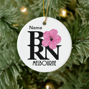 GEBOREN Melbourne Pink Hibiskus Keramik Ornament