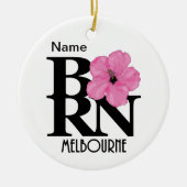 GEBOREN Melbourne Pink Hibiskus Keramik Ornament (Vorne)