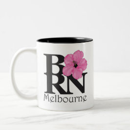 GEBOREN Melbourne Pink Hibiskus Zweifarbige Tasse