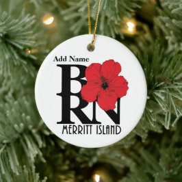 GEBOREN Merritt Island Red Hibisken Custumizable Keramik Ornament