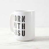 Geboren mit Sisu Kaffeetasse (Vorderseite Links)