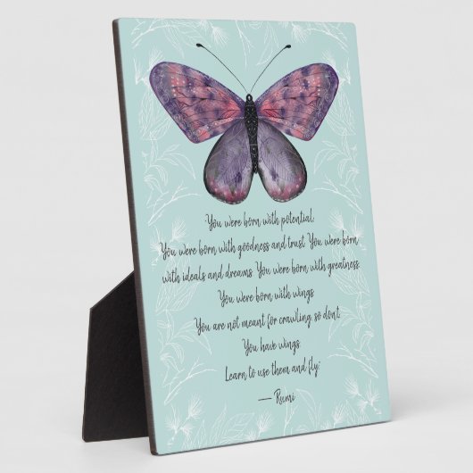 Geboren mit Wings Rumi Quote Butterfly Tabletop Fotoplatte (Seite)