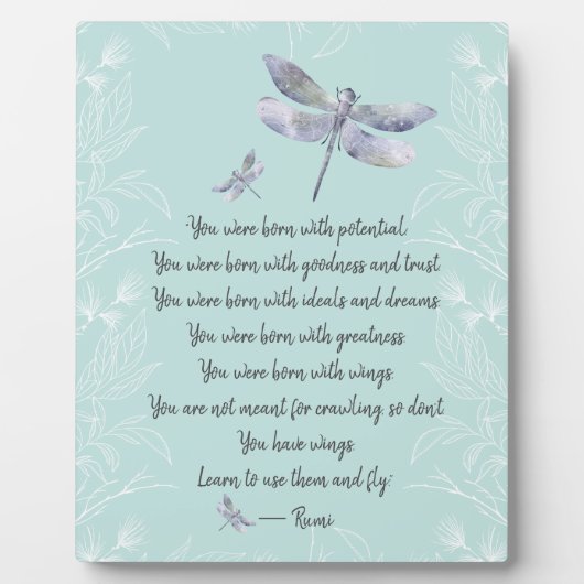 Geboren mit Wings Rumi Quote Tabletop Fotoplatte (Vorderseite)