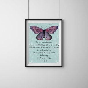 Geboren mit Wings Rumi Zitat Butterfly Poster