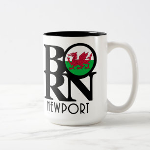 GEBOREN Newport Wales 15oz Zweifarbige Tasse