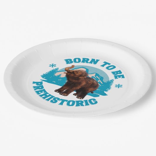 Geboren, prähistorisches Wollmammut zu sein Pappteller (Schrägansicht)