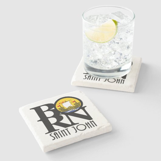 GEBOREN Saint John New Brunswick Steinuntersetzer (Seitenansicht)