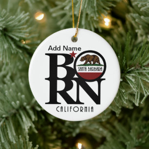 GEBOREN Santa Barbara California Custumizable Keramik Ornament