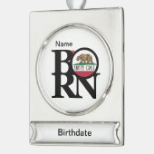 GEBOREN Santa Cruz Banner-Ornament Silber (Links)