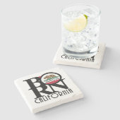 GEBOREN Saratoga Kalifornien Steinuntersetzer (Seitenansicht)