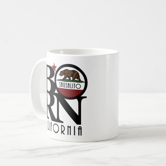 GEBOREN Sausalito CA 11oz Kaffeetasse (Vorderseite Links)