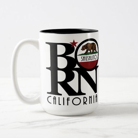GEBOREN Sausalito CA 15oz Zweifarbige Tasse (Links)