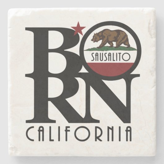 GEBOREN Sausalito California Steinuntersetzer (Vorderseite)