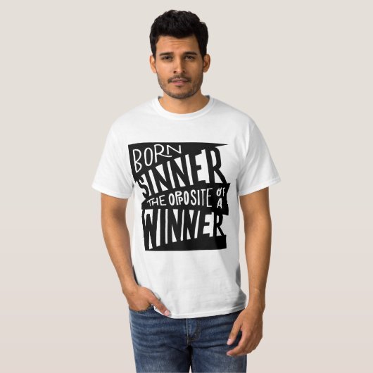 Geboren Sinner Schwarz/Weiß Hip Hop T-Shirt (Vorne ganz)