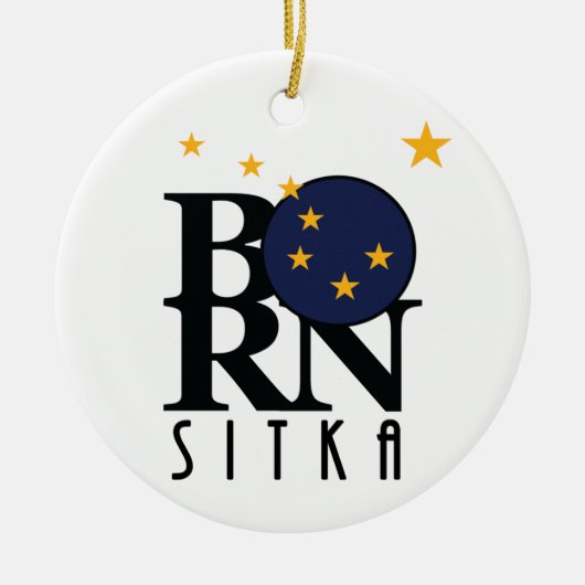 GEBOREN Sitka Alaska Keramik Ornament (Vorne)