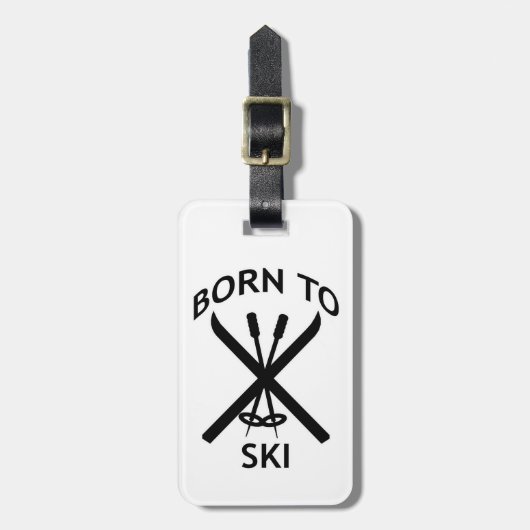 Geboren Ski zu fahren Gepäckanhänger (Vorderseite vertikal)