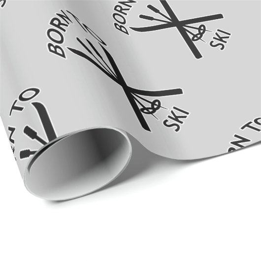 Geboren Ski zu fahren Geschenkpapier (Rolleneckpunkt)