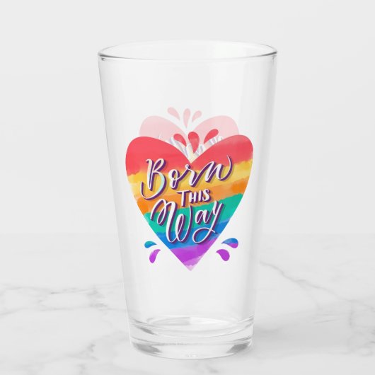 Geboren so Rainbow Heart Glas (Rückseite)