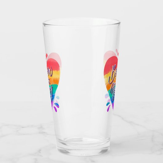 Geboren so Rainbow Heart Glas (Links)