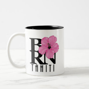 GEBOREN Tahiti 11oz Rosa Hibiskus Zweifarbige Tasse