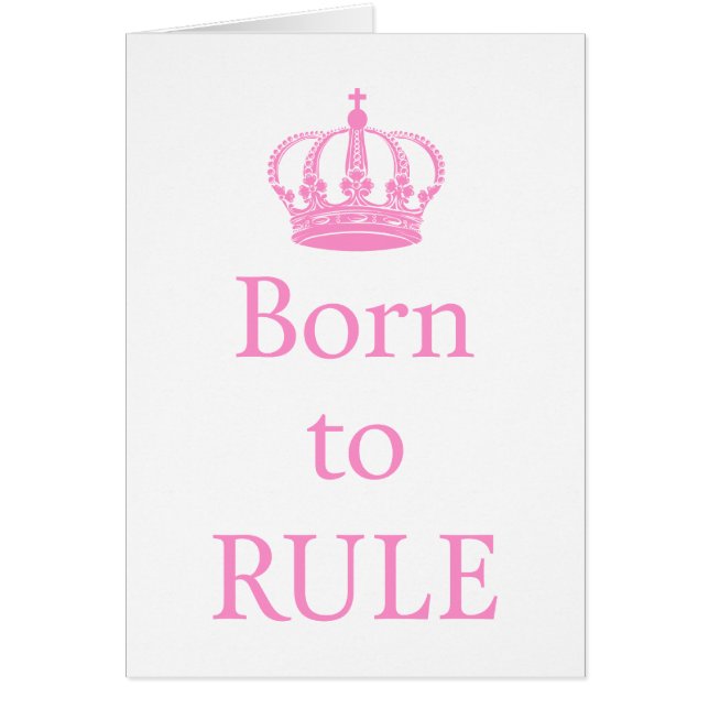 Geboren, Textentwurf mit rosa Krone für Baby (Vorne)