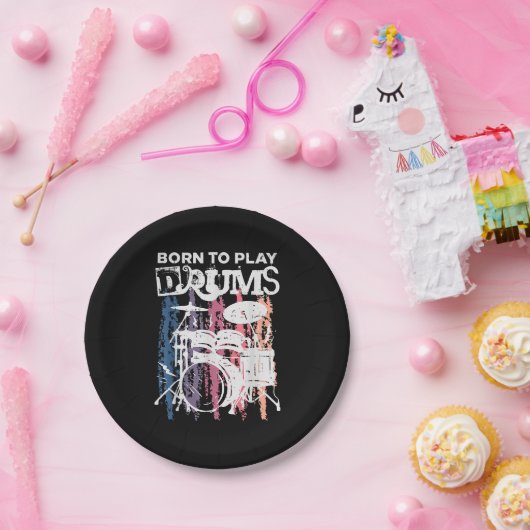 Geboren, Trommeln zu spielen, Rock Music Band Drum Pappteller (Party)