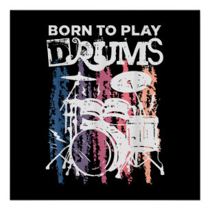 Geboren, Trommeln zu spielen, Rock Music Band Drum Poster