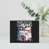 Geboren, Trommeln zu spielen, Rock Music Band Drum Postkarte (Stehend Vorderseite)