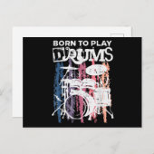Geboren, Trommeln zu spielen, Rock Music Band Drum Postkarte (Vorne/Hinten)