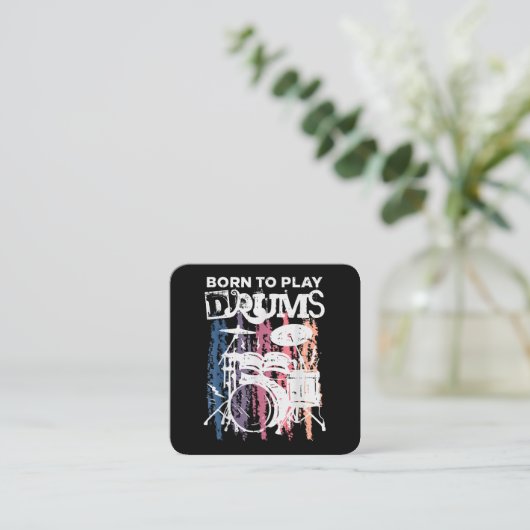 Geboren, Trommeln zu spielen, Rock Music Band Drum Quadratische Visitenkarte (Stehend Vorderseite)