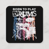 Geboren, Trommeln zu spielen, Rock Music Band Drum Quadratische Visitenkarte (Rückseite)