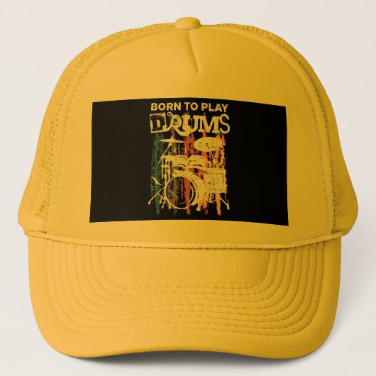 Geboren, Trommeln zu spielen, Rock Music Band Drum Truckerkappe (Vorderseite)