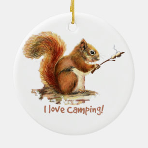 GEBOREN, um CAMPING Spaß Eichhörnchen Süße Tier Zi Keramikornament