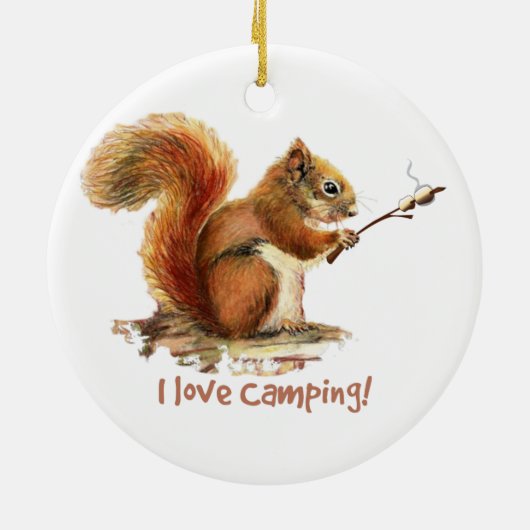 GEBOREN, um CAMPING Spaß Eichhörnchen Süße Tier Zi Keramikornament (Hinten)