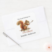 GEBOREN, um CAMPING Spaß Eichhörnchen Süße Tier Zi Quadratischer Aufkleber (Umschlag)