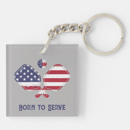 Geboren, um das Pickleball der amerikanischen Flag Schlüsselanhänger (Rückseite)