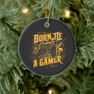 Geboren um ein Gamer-Schädel-Controller-Kunstwerk  Keramik Ornament