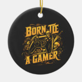 Geboren um ein Gamer-Schädel-Controller-Kunstwerk  Keramik Ornament (Vorne)