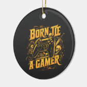 Geboren um ein Gamer-Schädel-Controller-Kunstwerk  Keramik Ornament (Links)