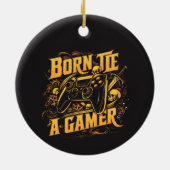 Geboren um ein Gamer-Schädel-Controller-Kunstwerk  Keramik Ornament (Hinten)