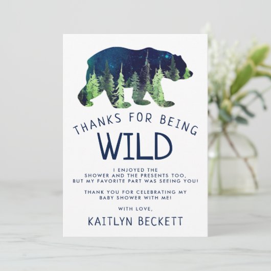 Geboren, um eine wilde Babydusche zu sein Dankeskarte (Stehend Vorderseite)