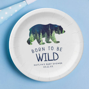 Geboren, um eine wilde Babydusche zu sein Pappteller