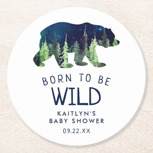 Geboren, um eine wilde Babydusche zu sein Runder Pappuntersetzer (Vorderseite)