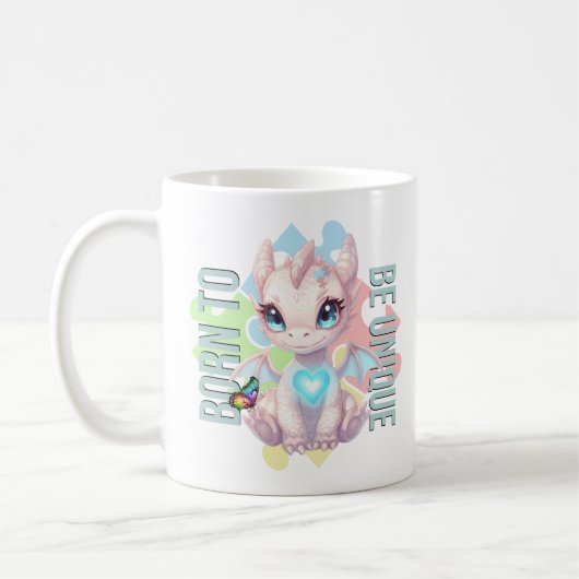 Geboren, um einzigartig zu sein – Drachen-Design – Kaffeetasse (Links)