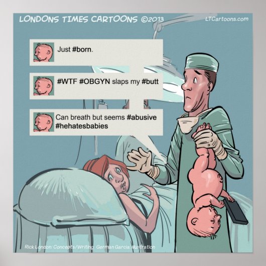 Geboren, um Funny Twitter Cartoon Poster Tweeten (Vorne)