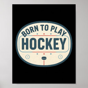 Geboren um Hockey zu spielen Retro-Eislaufbahn-Spi Poster